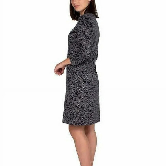 Nicole Miller 3/4 Sleeve Dress Color Grey Leopard Size S - Picture 2 of 14